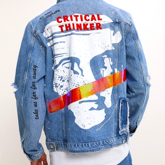 Zara Printed Critical Thinker Denim Jacket, Size S - Picture 4 of 16
